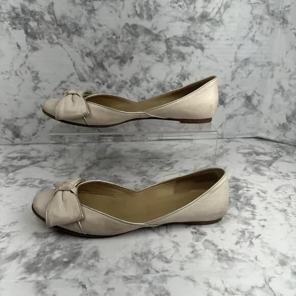 Valentino Garavani Bow Ballet Flats Size 38.5/7.5 Blush Pink Nude Nubuck Leather - Picture 2 of 8